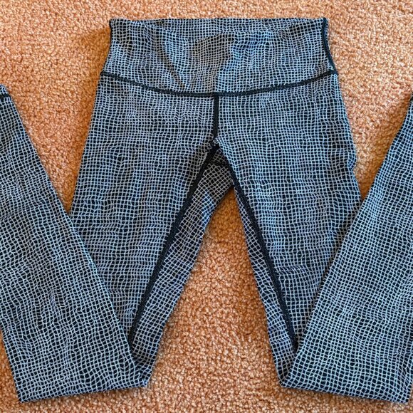 Like New Lululemon Wunder Under Mid Rise Pant Fall Net White Black Leggings 4 - Picture 9 of 10